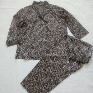 Spiegel leopard print satin pajamas 2 piece set